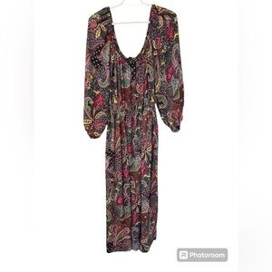 Lucie Ann Beverly Hills colorful paisley floral maxi dress vintage 1970s